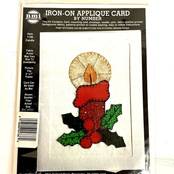 VTG NMI NEEDLEMAGIC Inc. Iron-On Appliqué Card By Numbers, Candle #1196, NIP - Picture 8 of 14